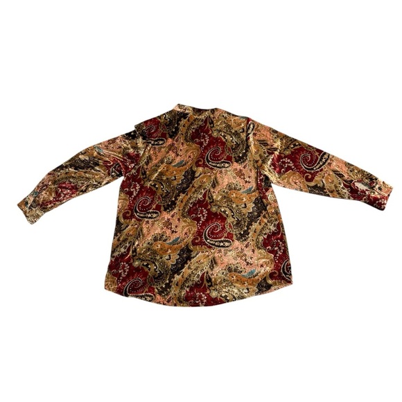 Soft Surroundings Top Womens Paisley Velour Long Sleeve Button Shirt Size 2X - Picture 2 of 10